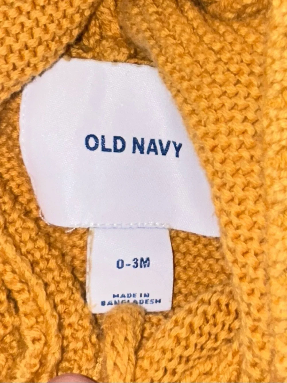 Old Navy Baby 0-3M Mustard Yellow Hooded Knit Cardigan Sweater